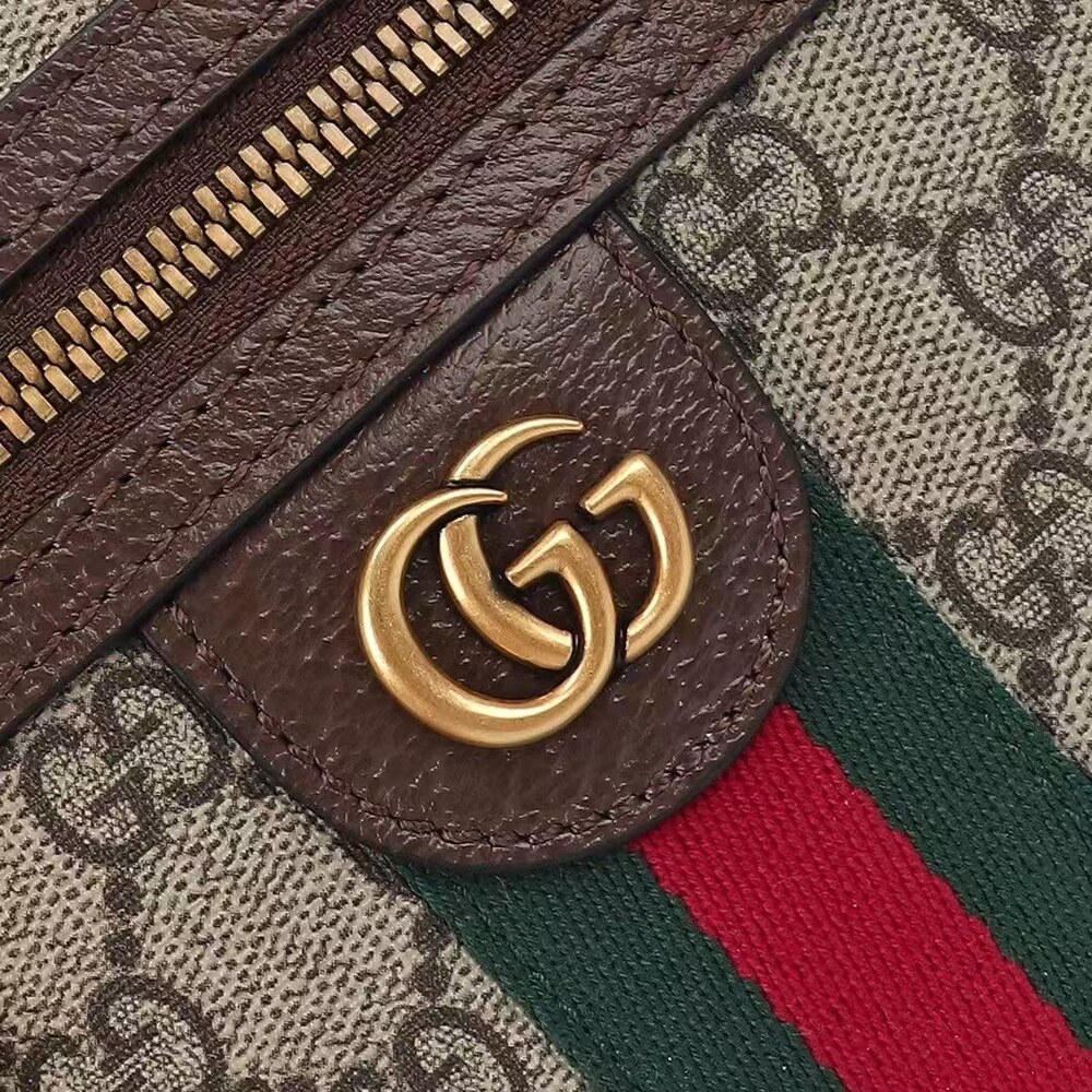 Gucci Small Ophidia Shoulder Purse in Beige Ebony GG Supreme Canvas - Picture 6 of 6